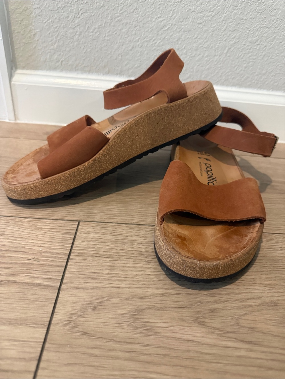 Papillio Tan Suede Cork Platform Sandals Size 41 (10)